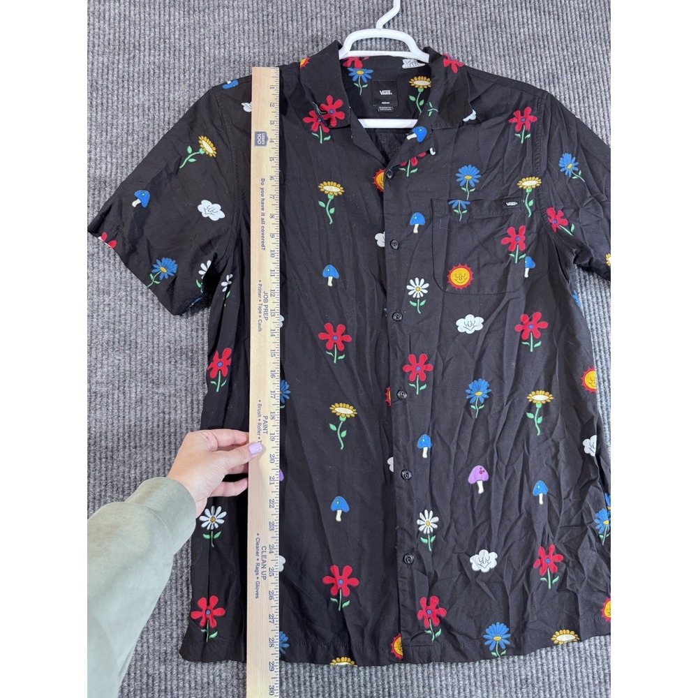 VANS Men's Black Floral Classic Fit Short Sleeve Button-Up Cotton Shirt‎ M - Picture 5 of 6